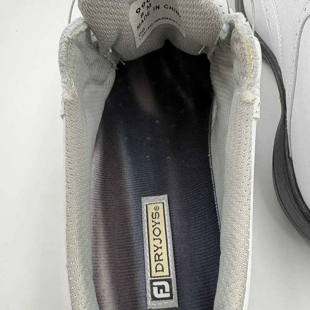 FootJoy DryJoys BOA Shoes Size 8 White Leather Golf Spikes Waterproof 99017
